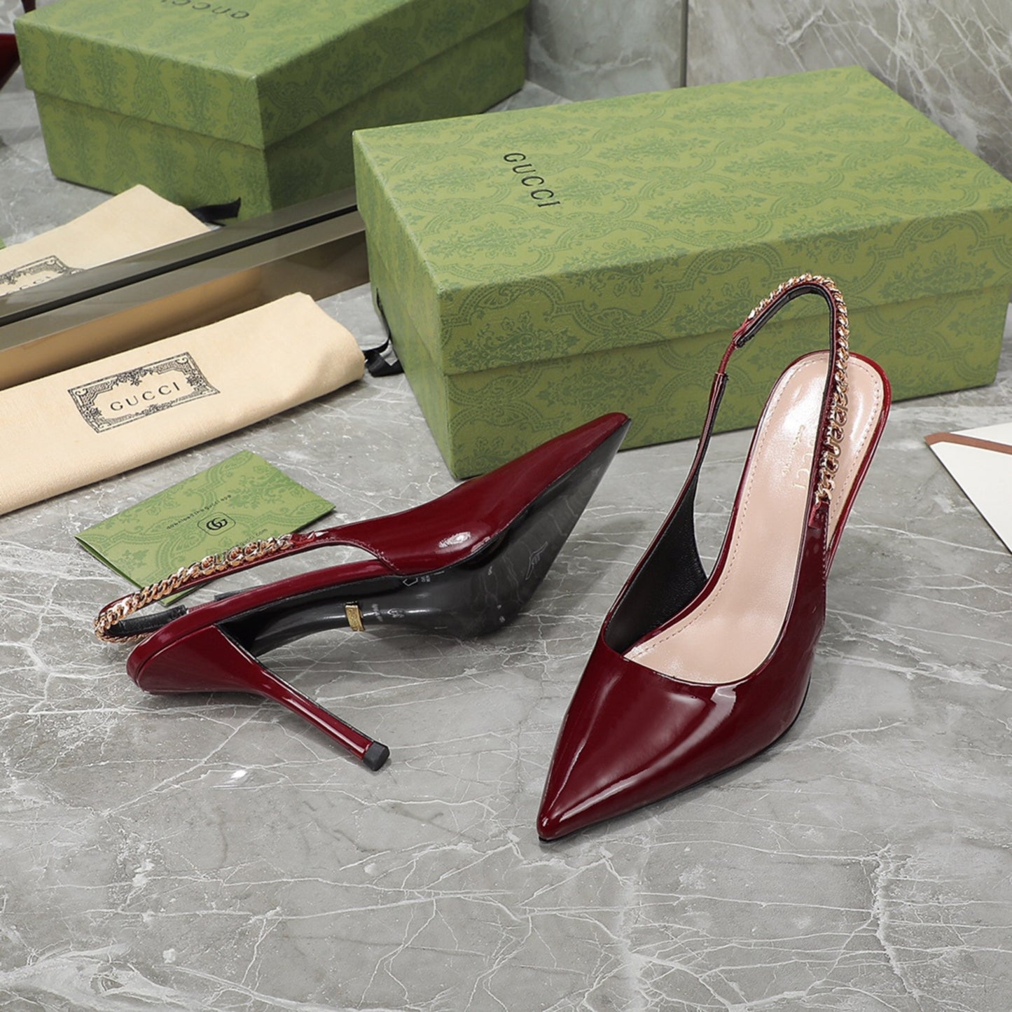 Sandália GG Scarpin Signoria Vermelho com salto 105mm