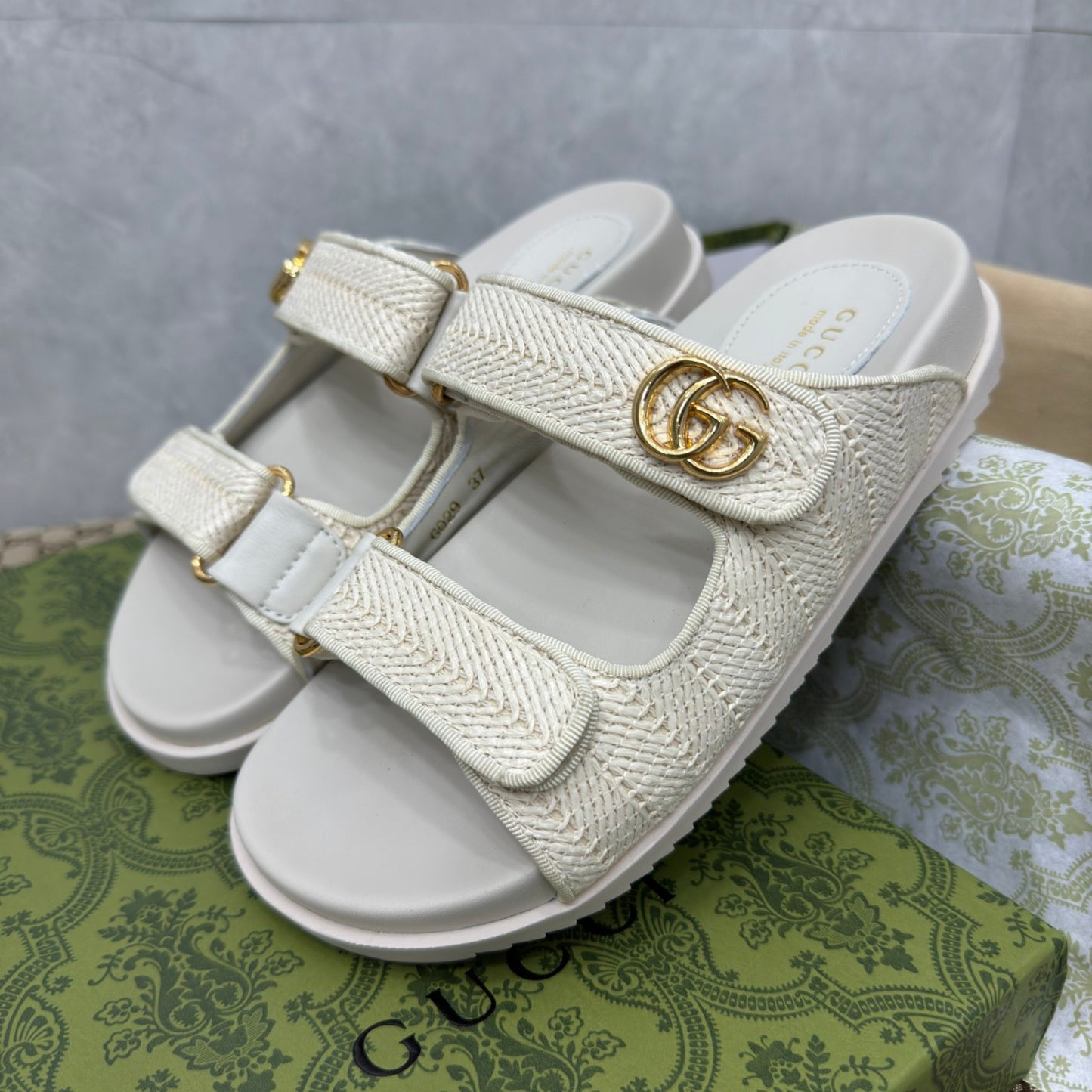 Sandália GG Slider com Double Branco