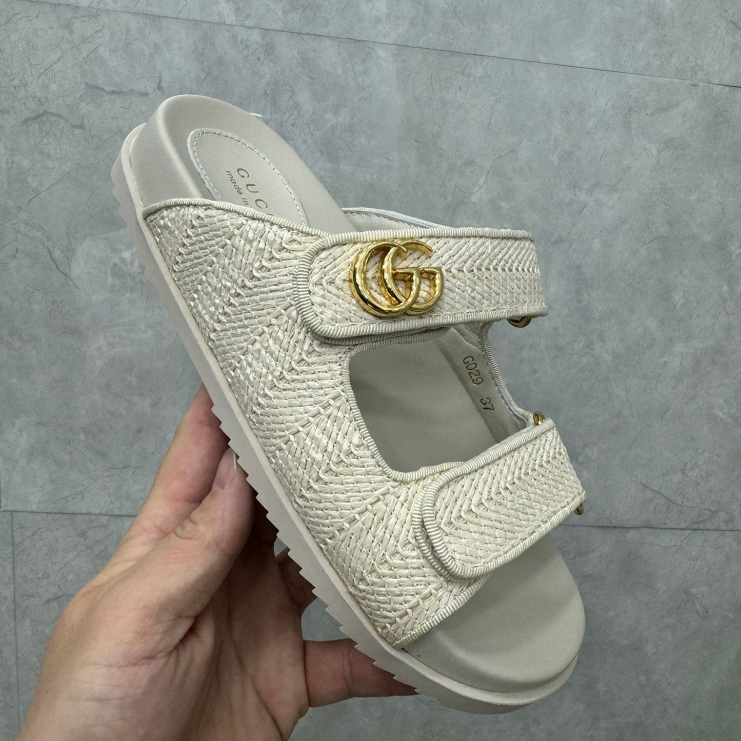 Sandália GG Slider com Double Branco