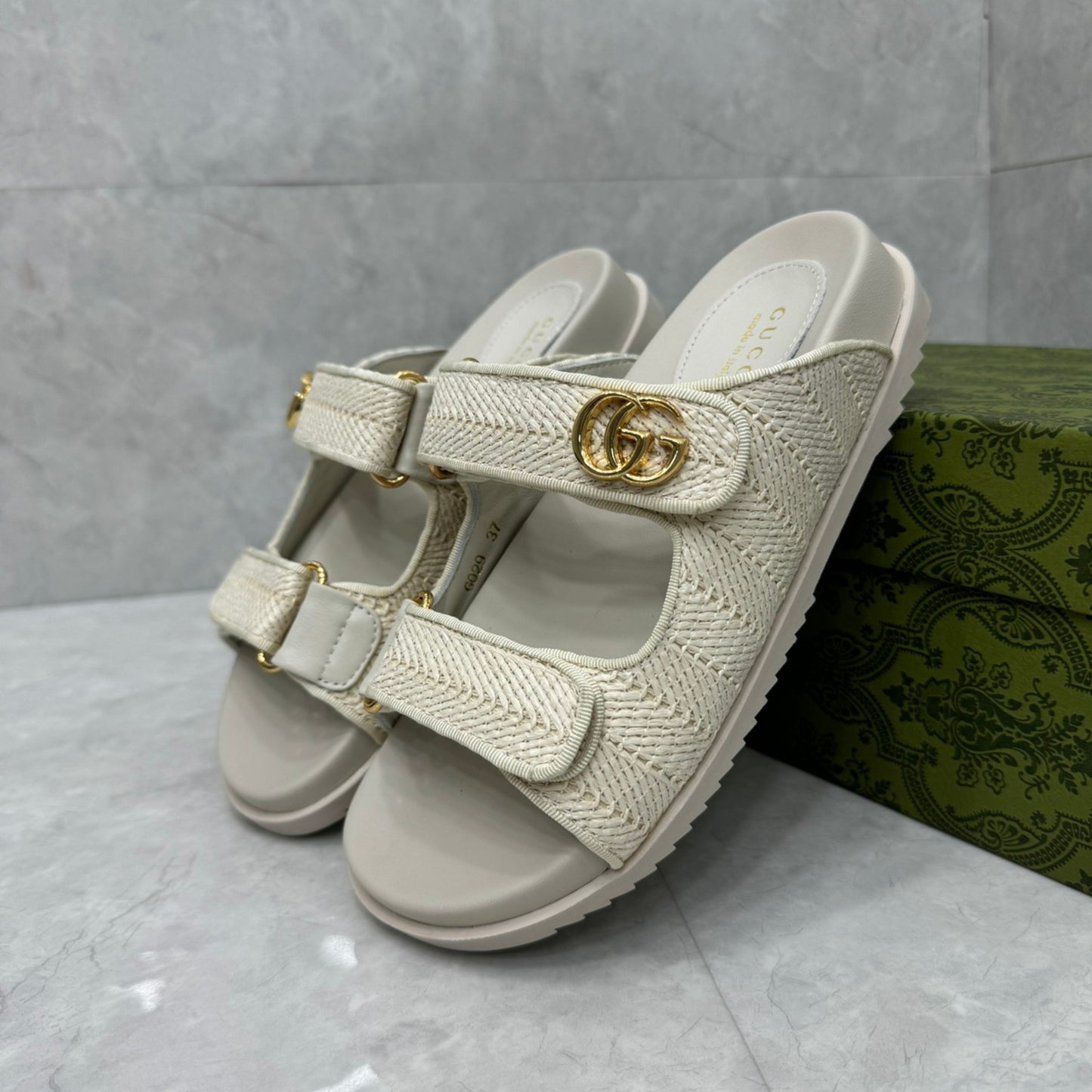 Sandália GG Slider com Double Branco