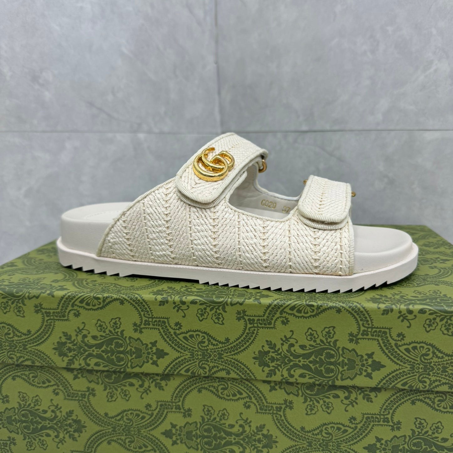 Sandália GG Slider com Double Branco