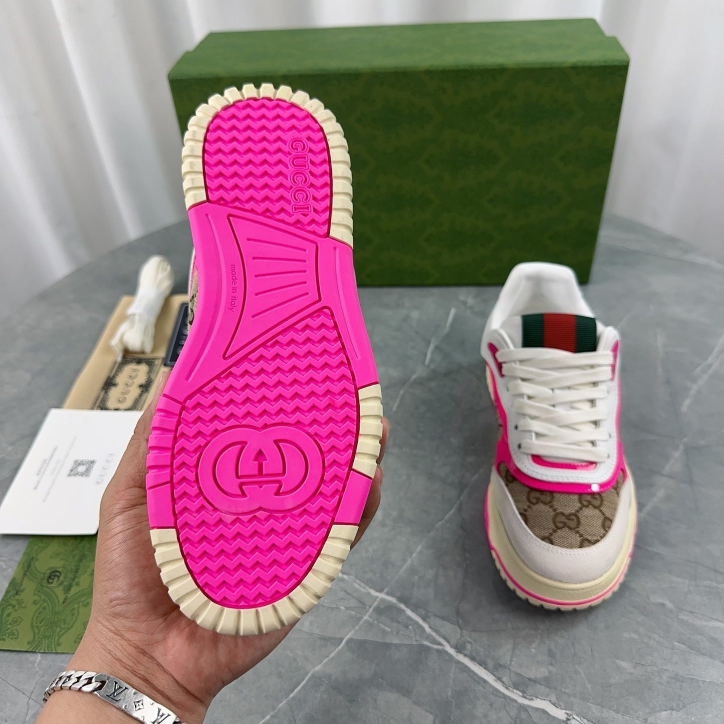 Tenis GG Re-Web GG Rosa