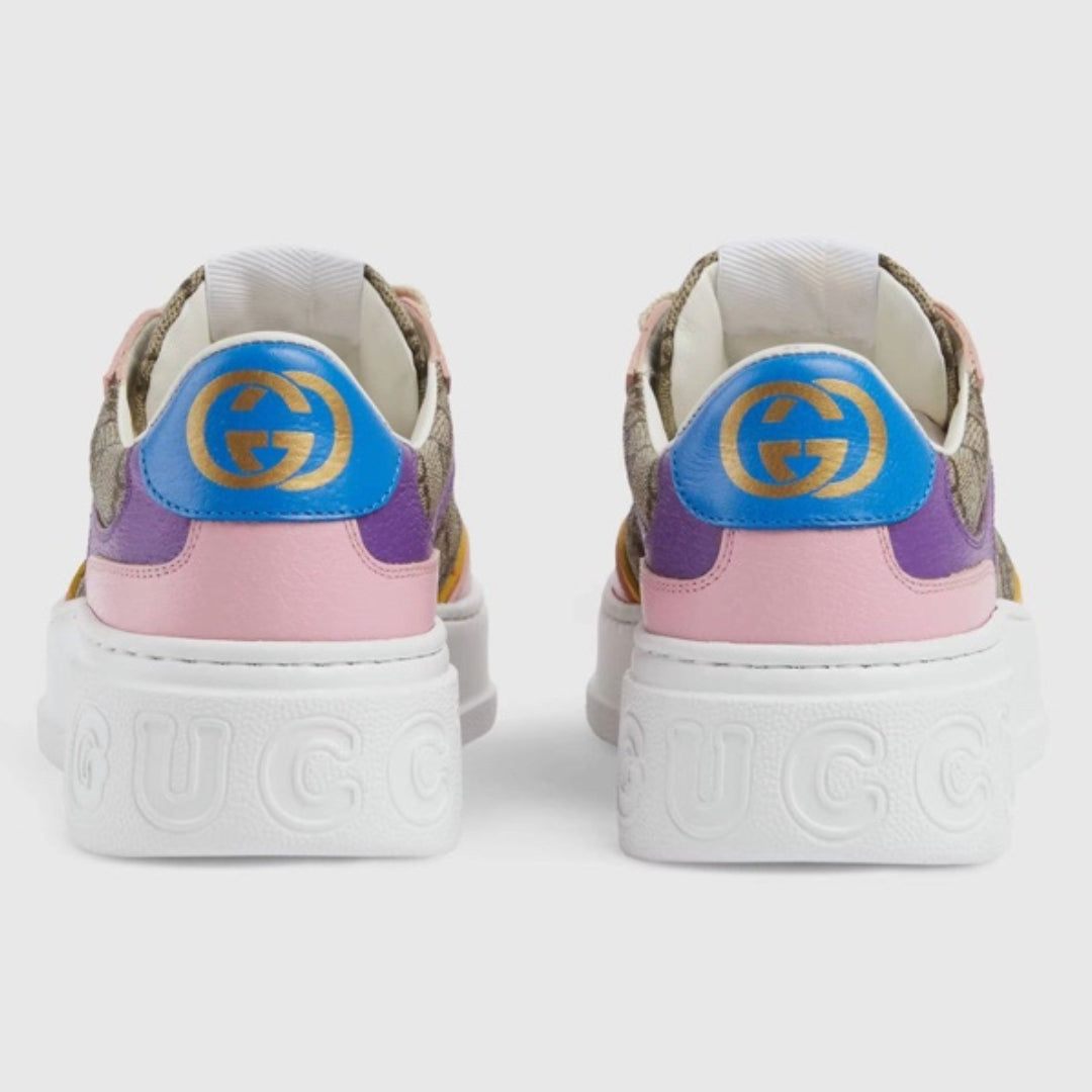Tenis GG Supreme Canvas Detalhes Rosa Amarelo e Roxo