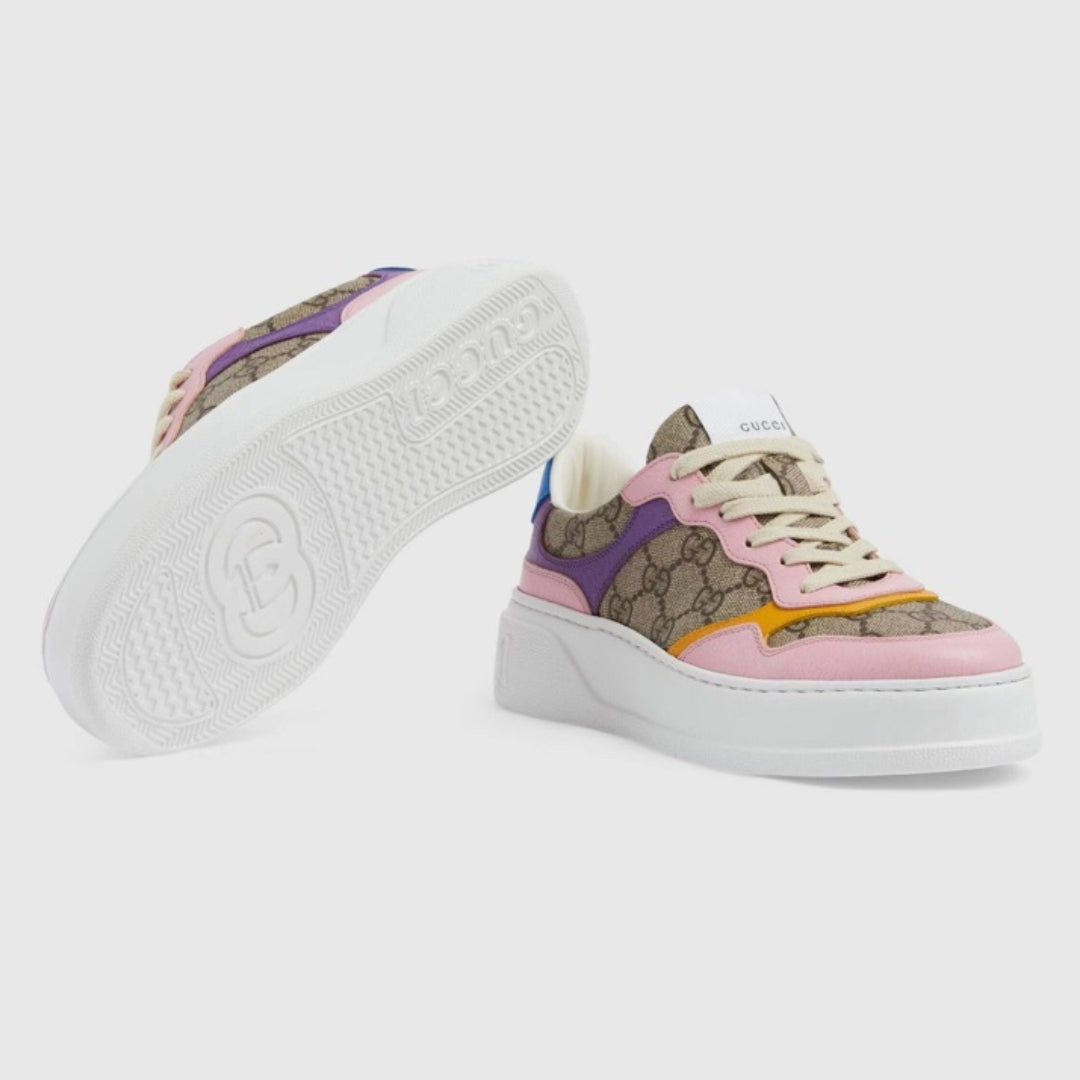 Tenis GG Supreme Canvas Detalhes Rosa Amarelo e Roxo