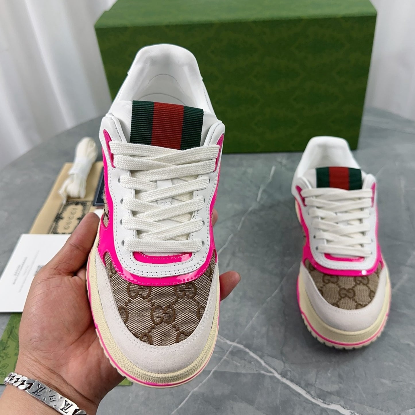 Tenis GG Re-Web GG Rosa