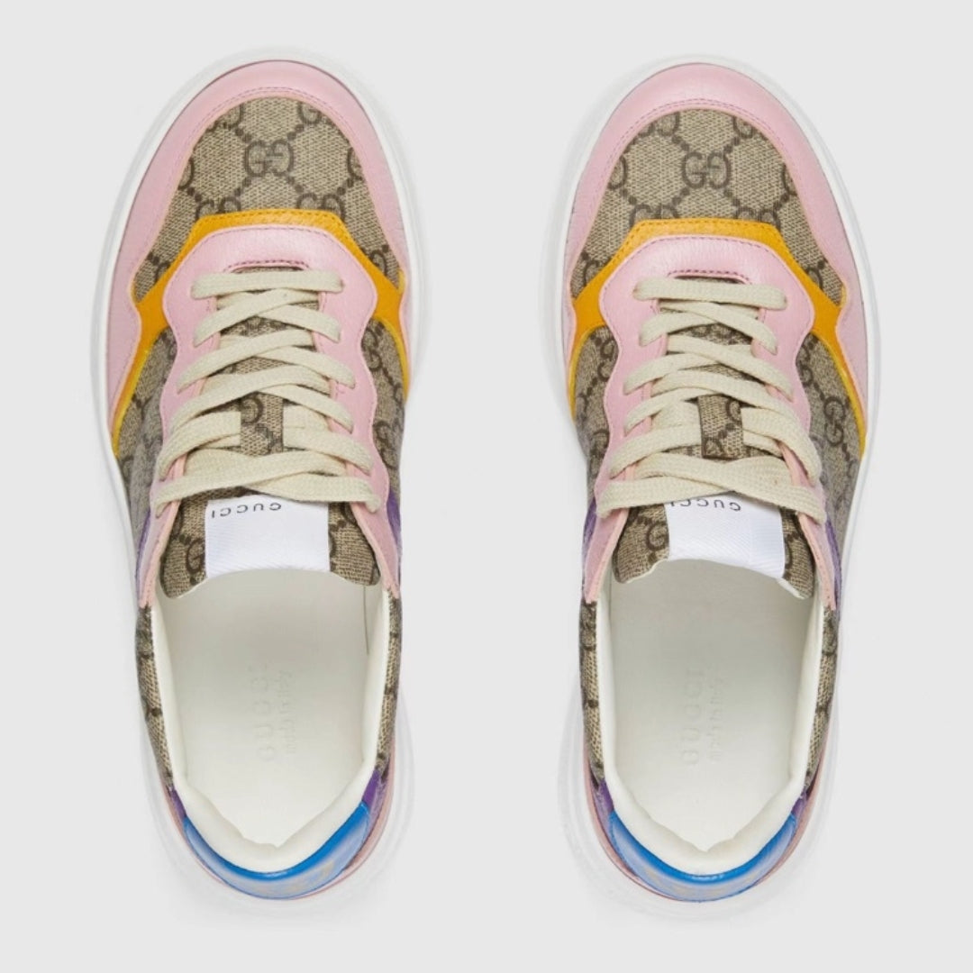 Tenis GG Supreme Canvas Detalhes Rosa Amarelo e Roxo