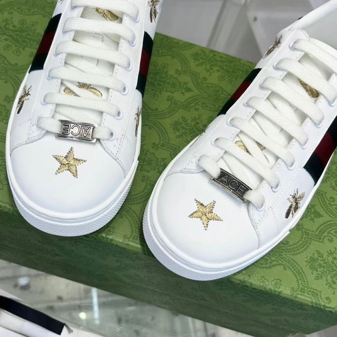 Tenis GG Ace Branco Web Verde com Detalhes