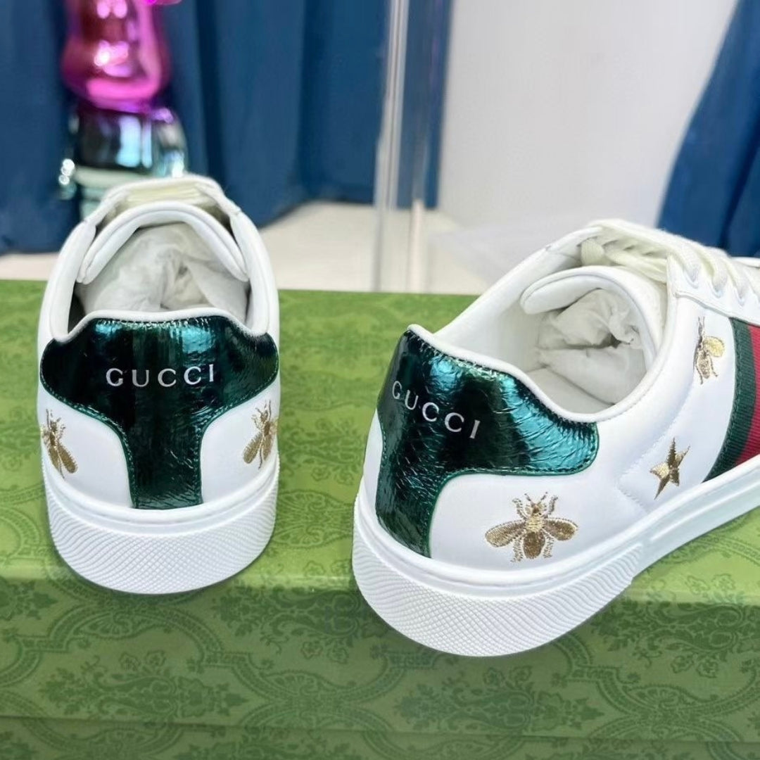 Tenis GG Ace Branco Web Verde com Detalhes