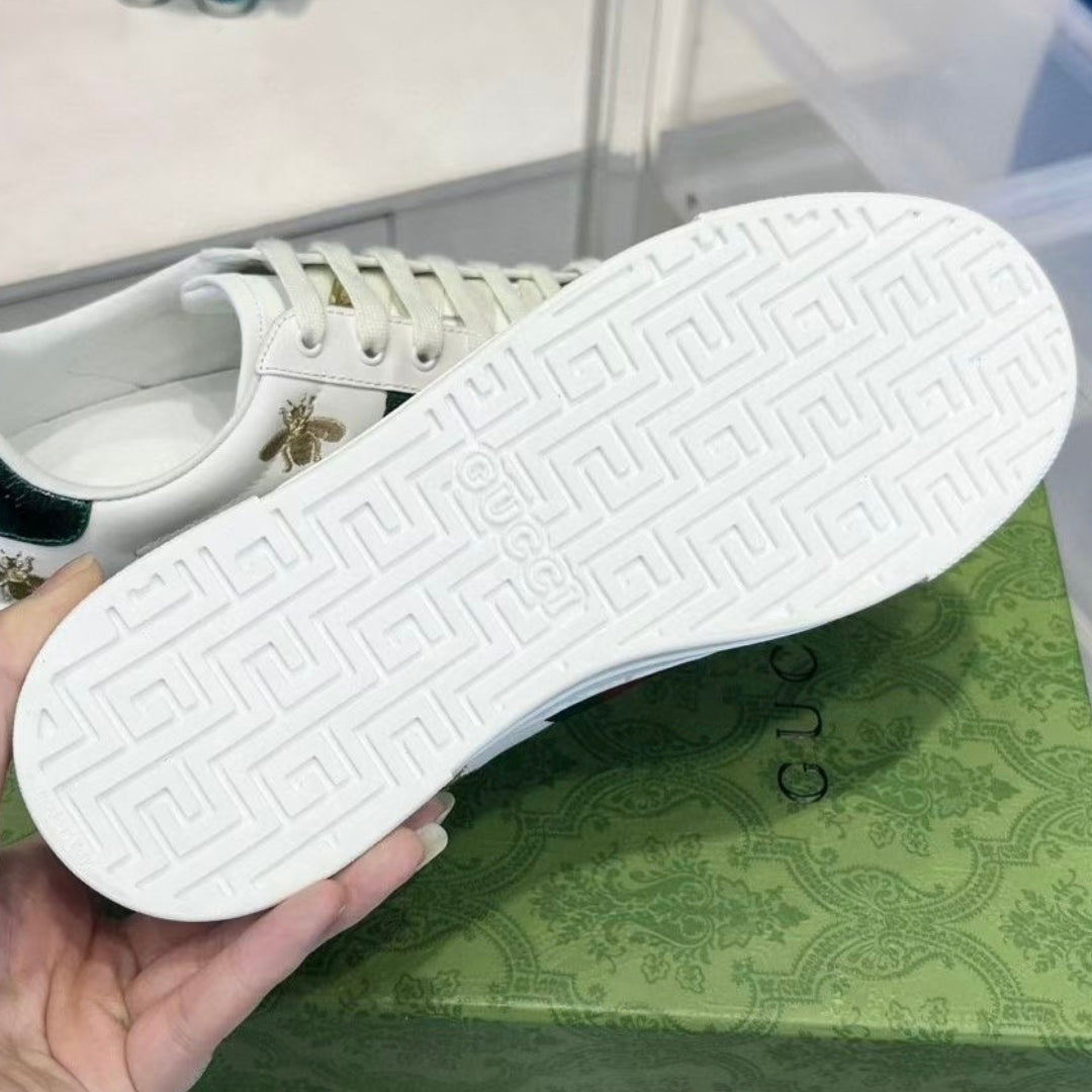 Tenis GG Ace Branco Web Verde com Detalhes