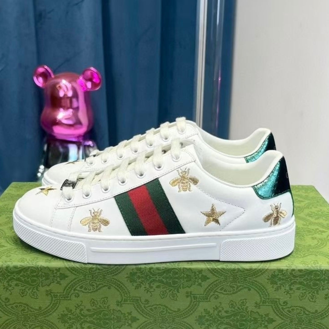 Tenis GG Ace Branco Web Verde com Detalhes