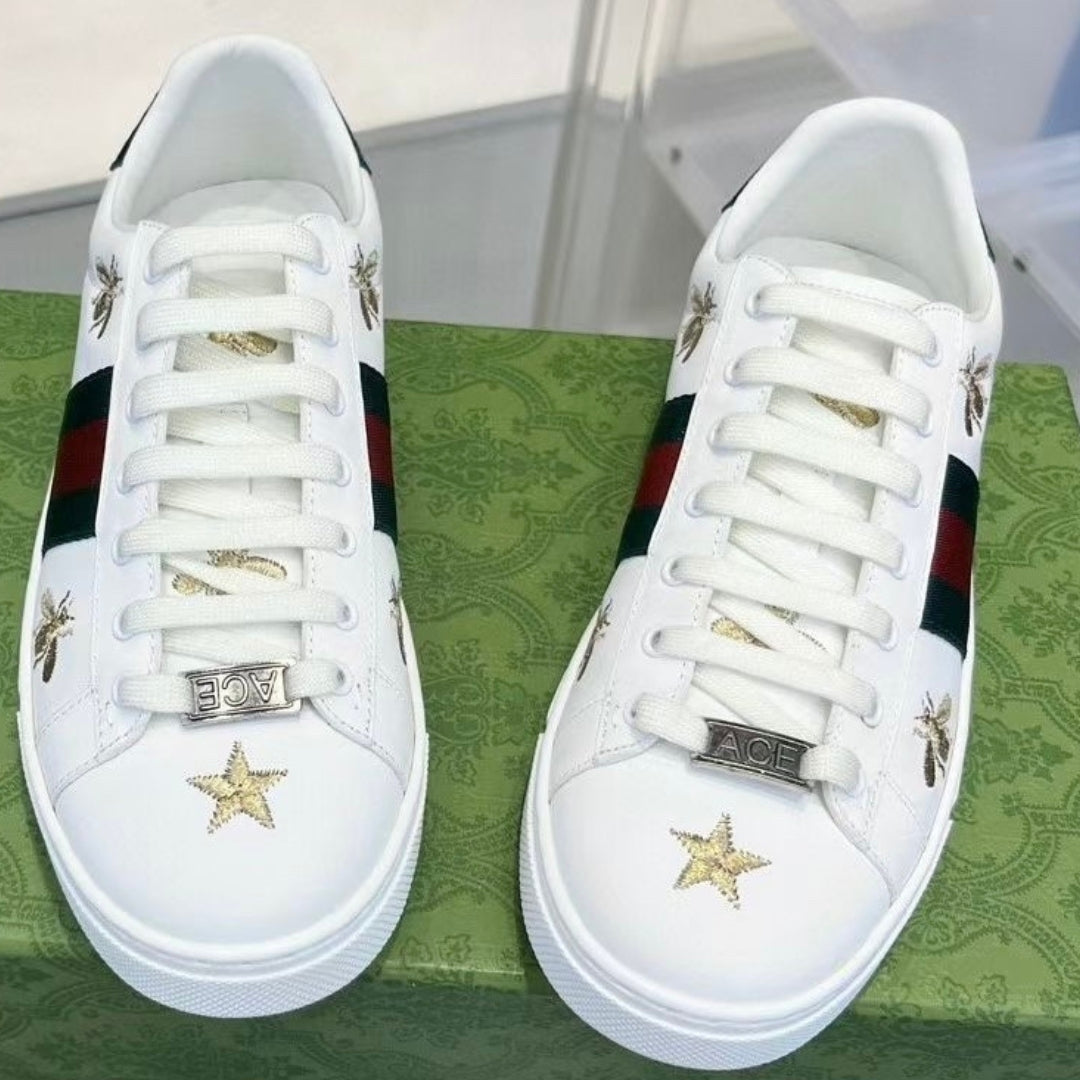 Tenis GG Ace Branco Web Verde com Detalhes