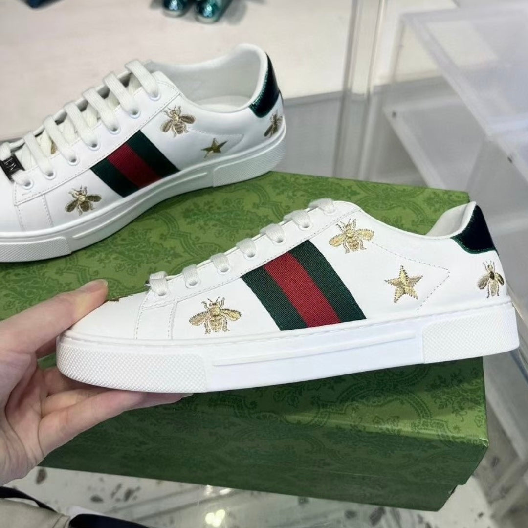 Tenis GG Ace Branco Web Verde com Detalhes