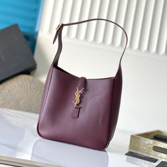 Bolsa YSL Le 5 À 7 Bordô com dourado Média 23cm