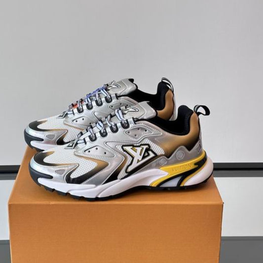 Tênis LV Runner Tatic Cinza com Amarelo