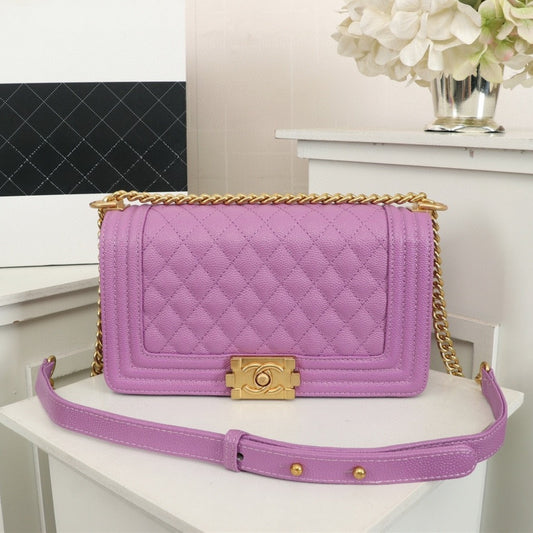 Bolsa CHN Boy Roxo claro com Dourado 25cm