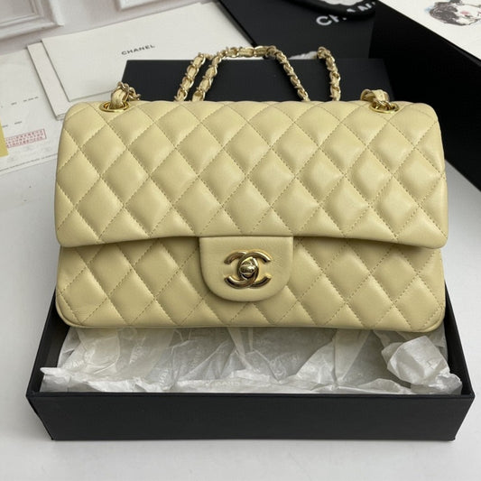 Bolsa CHN Classica Amarelo Claro com Dourado 25cm