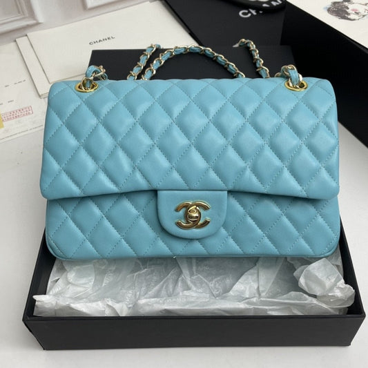 Bolsa CHN Classica Azul claro com Dourado 25cm