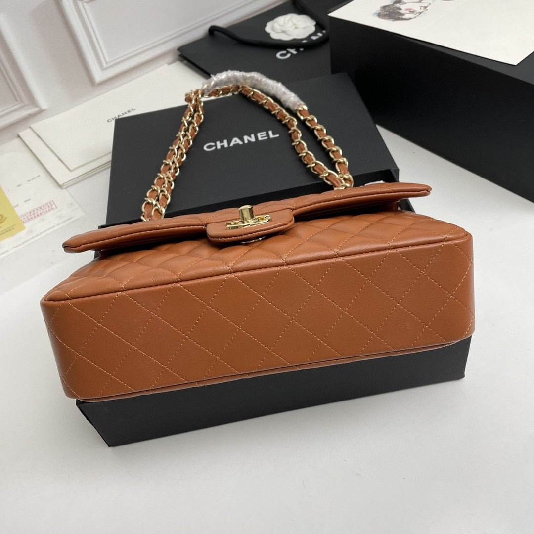 Bolsa CHN Classica Marrom com Dourado 25cm