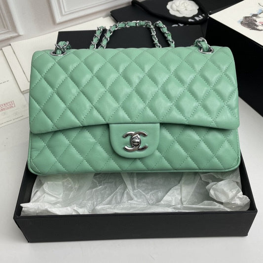 Bolsa CHN Classica Verde Claro com Prata 25cm