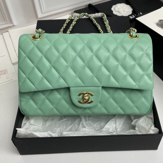 Bolsa CHN Classica Verde Claro com dourado 25cm