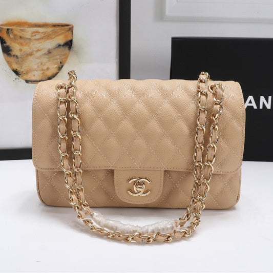 Bolsa CHN Classica detalhes Bege com Dourado 25cm