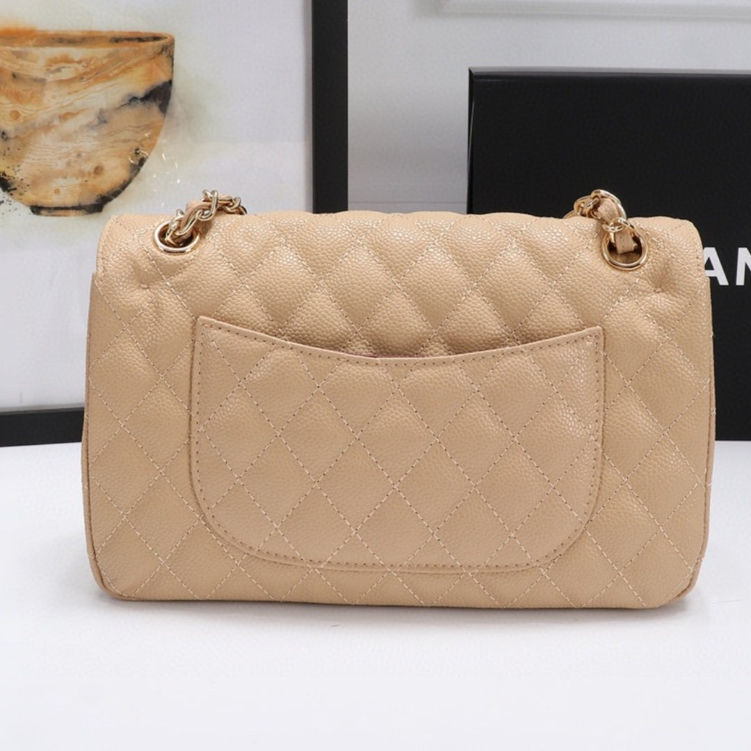Bolsa CHN Classica detalhes Bege com Dourado 25cm