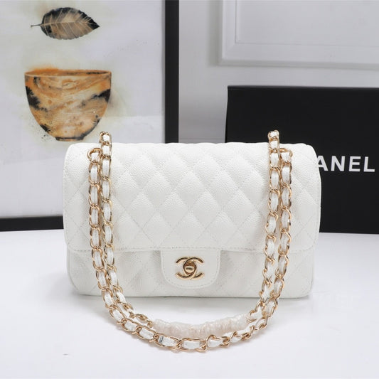 Bolsa CHN Classica detalhes Branco com Dourado 25cm