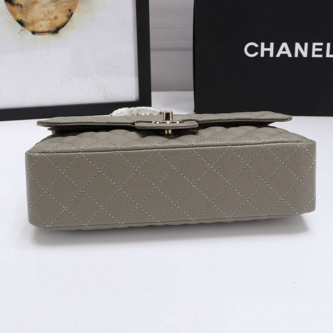 Bolsa CHN Classica detalhes Cinza militar com Dourado 25cm