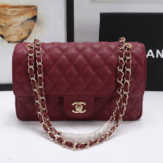 Bolsa CHN Classica detalhes Vinho com Dourado 25cm