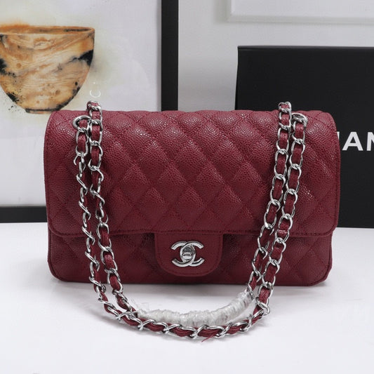 Bolsa CHN Classica detalhes Vinho com prata 25cm