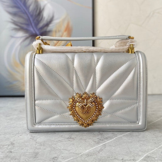 Bolsa DG Devotion Pequena Prata 21cm