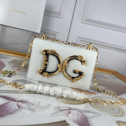 Bolsa DG tiracolo Girls Branco 21cm