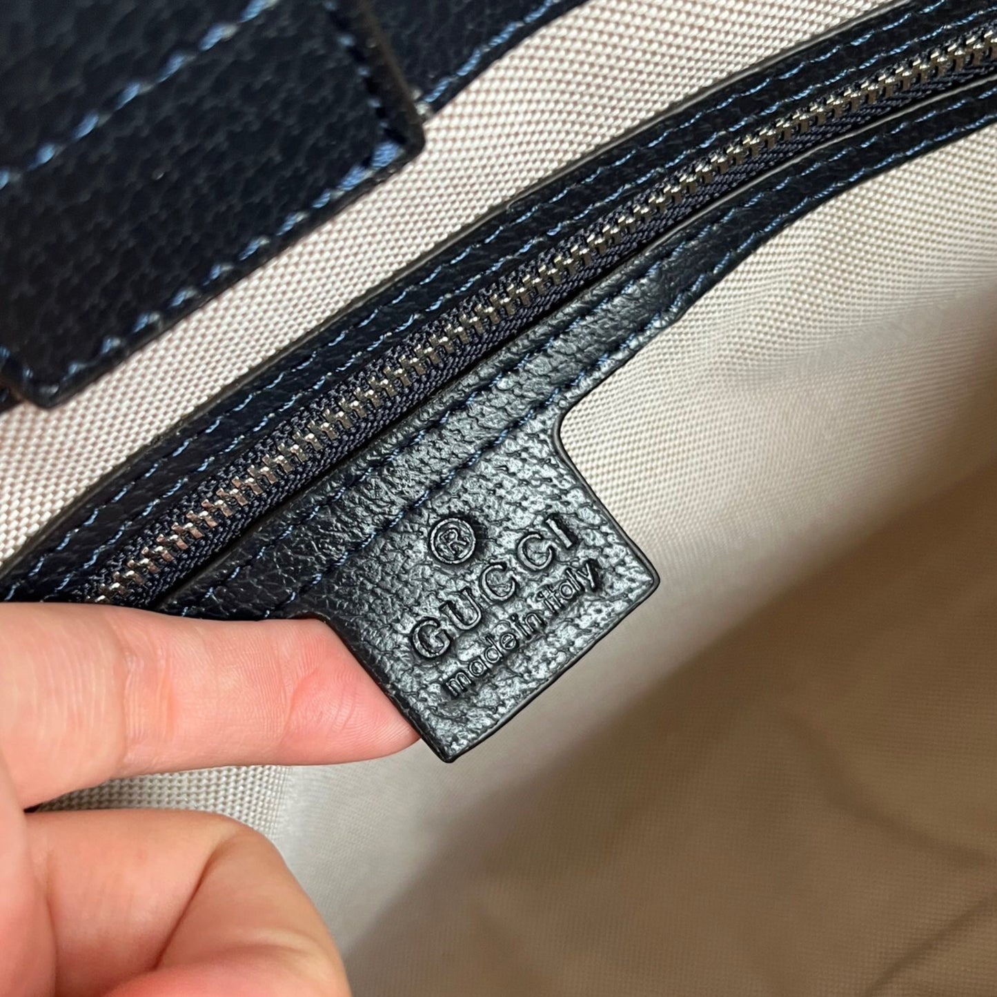 Bolsa GG Ophidia Tote média Supreme Bege web Vermelho e azul 38cm
