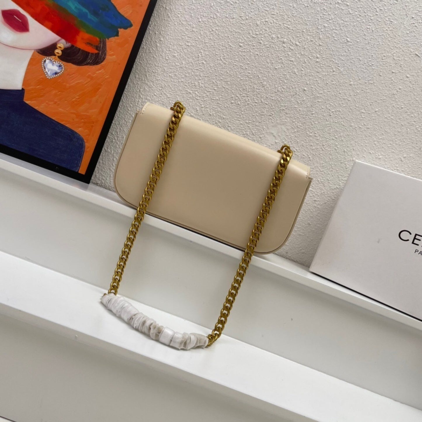 Bolsa CLNE Triomphe pequena Bege 20,5cm