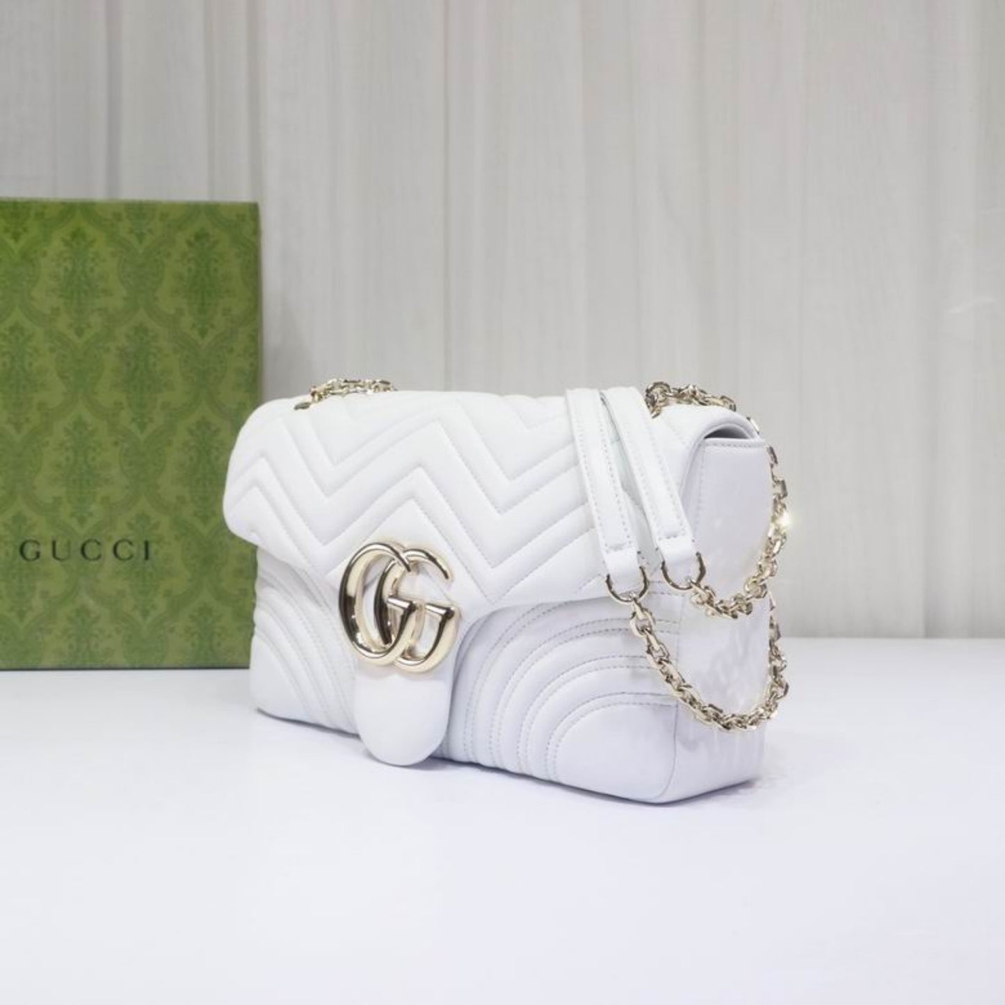 Bolsa GG Marmont média Branco 30cm