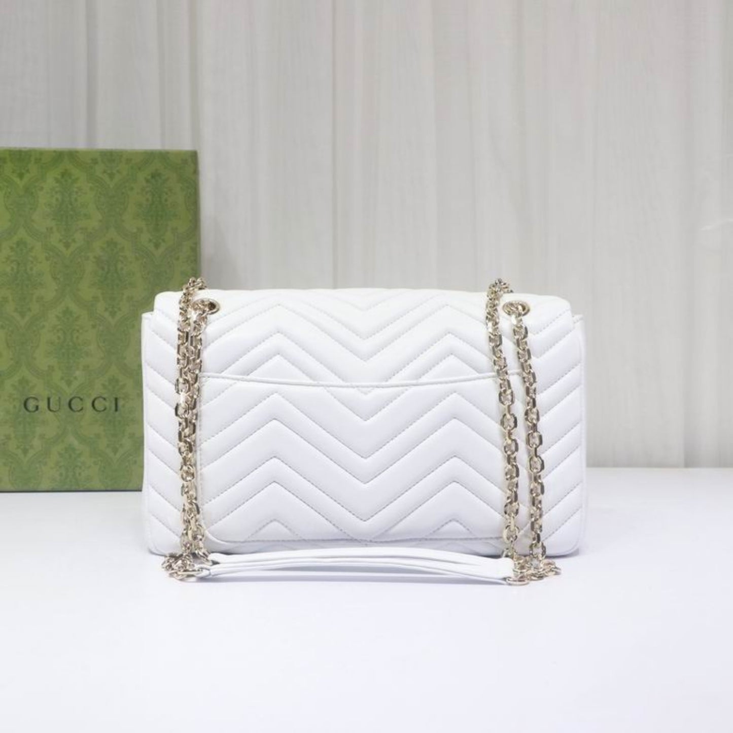 Bolsa GG Marmont média Branco 30cm