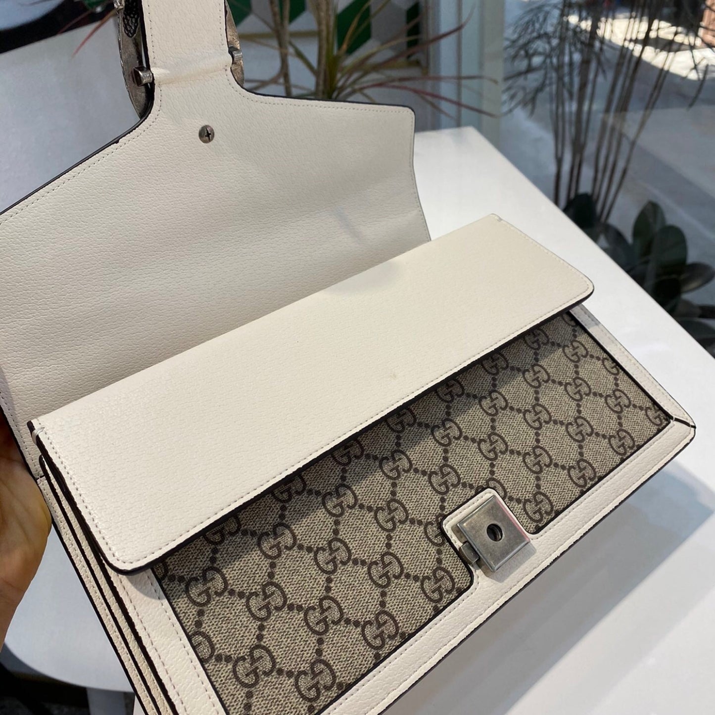 Bolsa GG Dionysus clara e canvas média 28cm