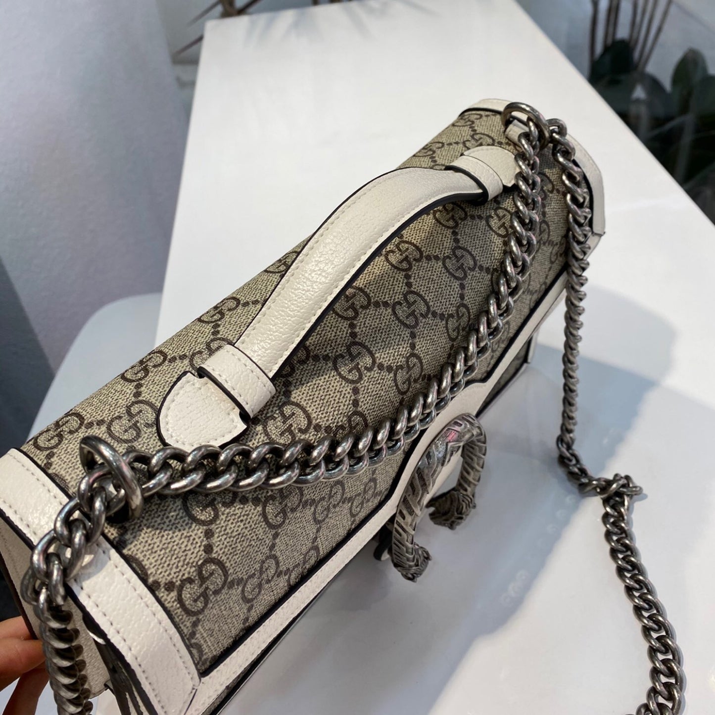 Bolsa GG Dionysus clara e canvas média 28cm