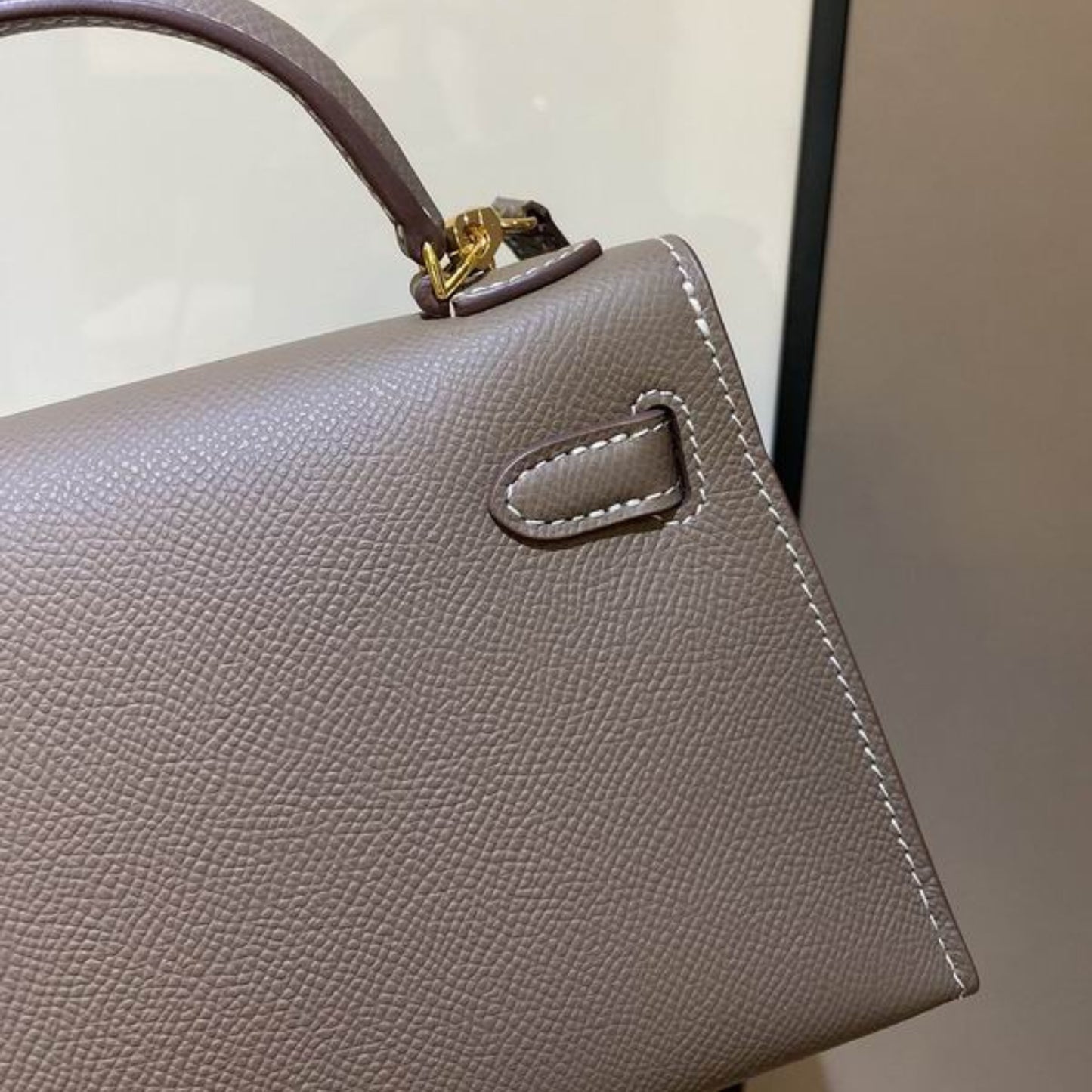 Bolsa HRMS Kelly Mini Marrom Claro 19cm