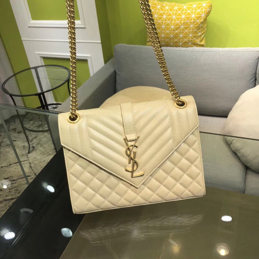 Bolsa YSL tiracolo Envelope Média bege 24cm