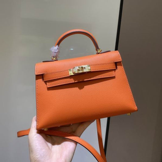 Bolsa HRMS Kelly Mini Laranja 19cm