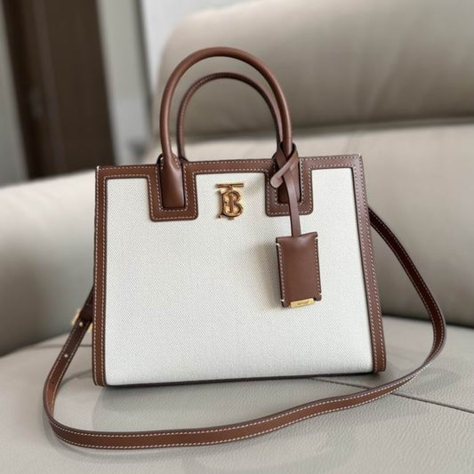 Bolsa Brbrry Frances Mini Tote Bege e Marrom 27cm