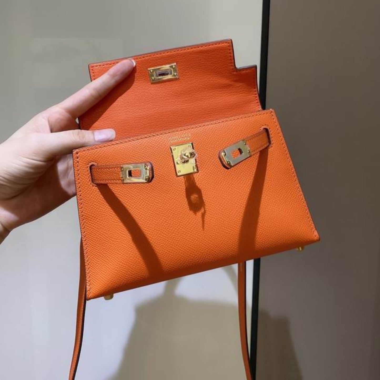 Bolsa HRMS Kelly Mini Laranja 19cm