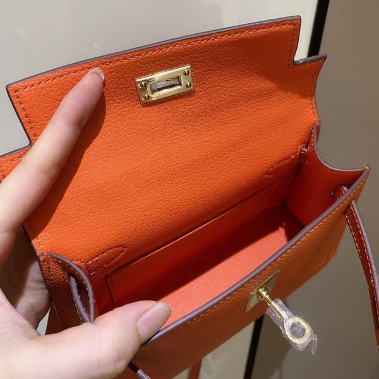 Bolsa HRMS Kelly Mini Laranja 19cm