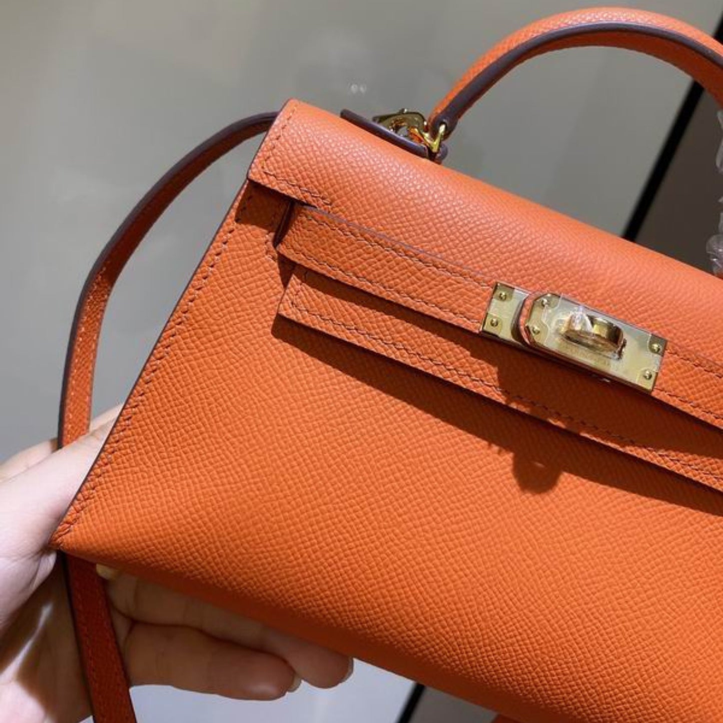 Bolsa HRMS Kelly Mini Laranja 19cm