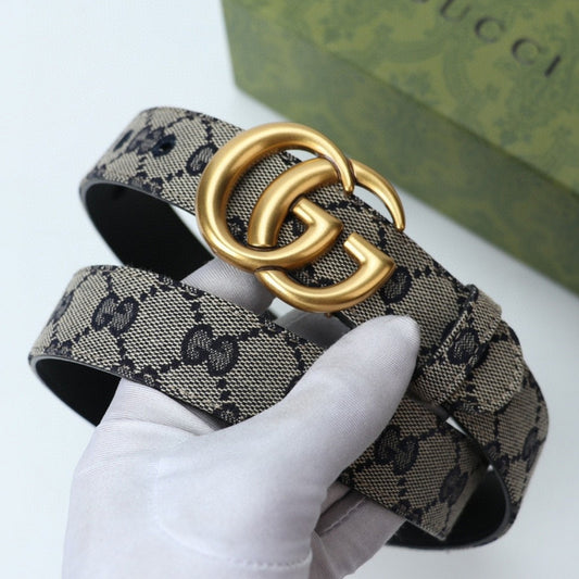 Cinto GG Canvas Claro com Dourado 3cm de largura
