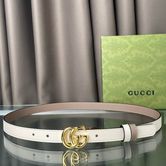Cinto GG Dupla Face Branco com Rosa e Dourado 2cm de largura
