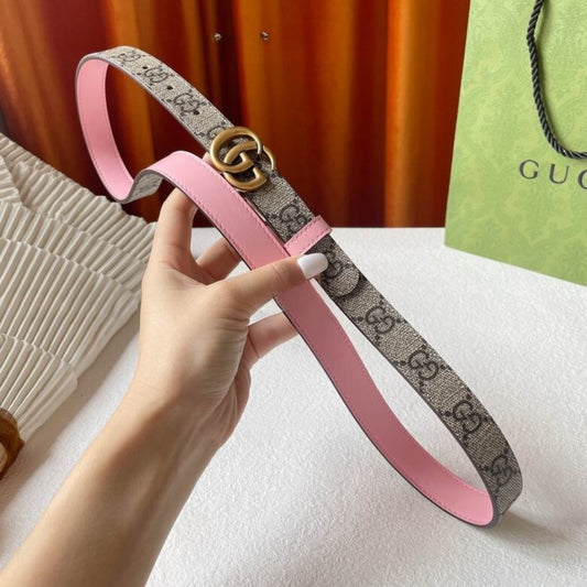 Cinto GG Dupla Face Canvas Rosa com Dourado 2cm de largura