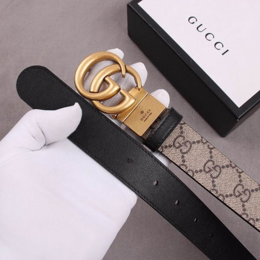 Cinto GG Dupla Face Canvas e Preto com Dourado 3cm de largura