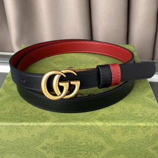 Cinto GG Dupla Face Vermelho com Preto e Dourado 2cm de largura